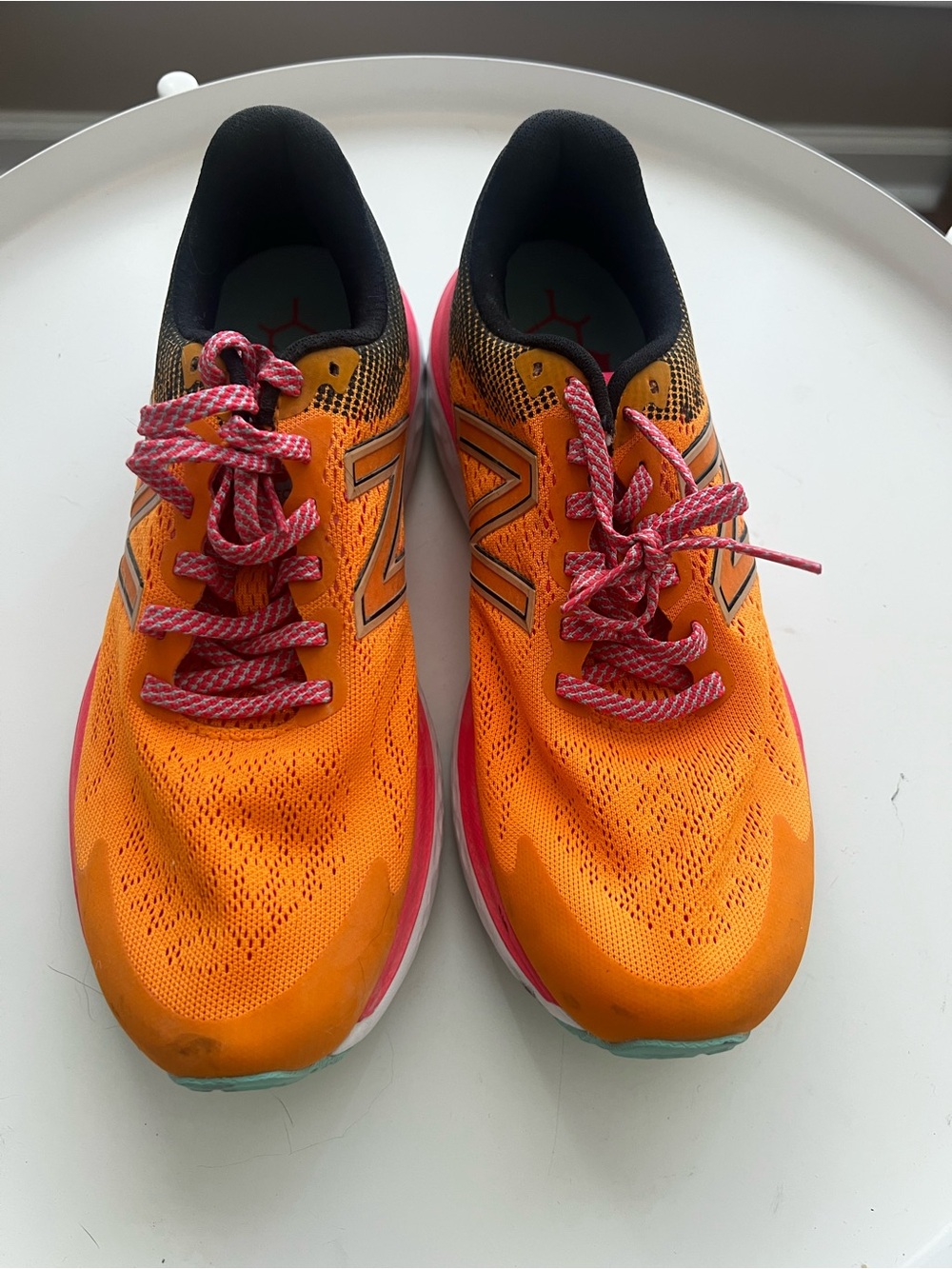 New Balance Women's Bright Orange Running Sneakers with Pink Accents